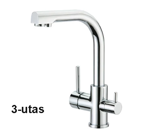 Konyhai csaptelep víztisztítóhoz, 3-utas, Modern dizájn, HAJLÍTOTT, INOX